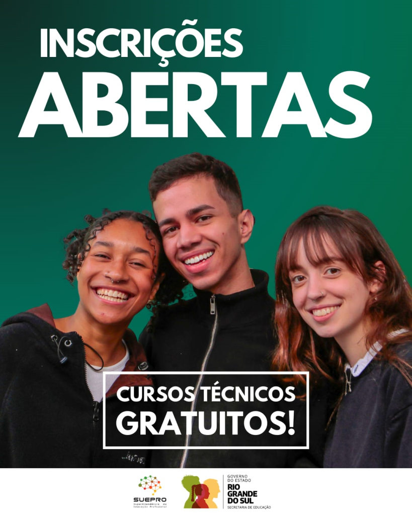 PRORROGADO! Matrículas para cursos técnicos GRATUITOS até 02/07/2023. Não perca essa oportunidade!

🔗 INSCREVA SE através do https://linktr.ee/sueprors 

🎯 Busque uma formação profissional de qualidade na Rede Estadual de ensino. Inscreva-se agora!

✅ Ensino profissionalizante gratuito no Rio Grande do Sul!

💡 Aprenda uma profissão e amplie suas chances em sua carreira.